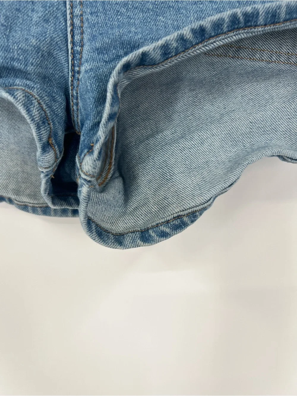 Denim Forum Aritzia The Lola Clean Cheeky Denim Shorts